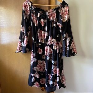 Black floral off the shoulder dress